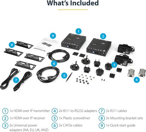 مجموعة موسع StarTech 4K HDMI عبر IP، جدار فيديو AVoIP، TAA (ST12MHDLAN4K) in Kuwait
