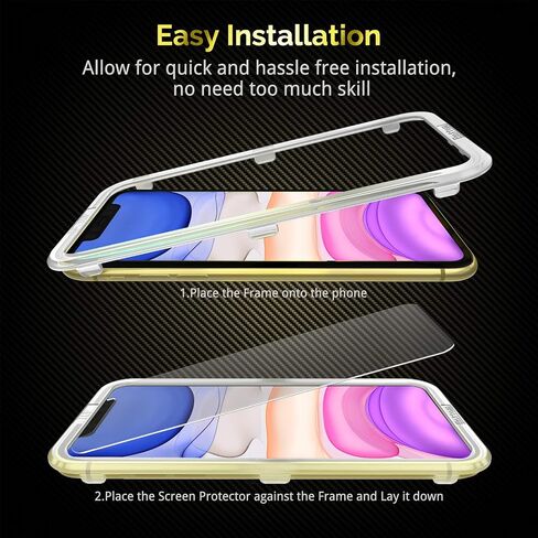 واقي شاشة زجاجي مقسى غير قابلة للتطبيق لمجلة iPhone 11/iPhone XR [2-pack] [إطار التثبيت السهل] [9H صلابة] [99.99 ٪ HD Clear] [Free Bubble] لـ Apple 6.1 '' '' in Kuwait