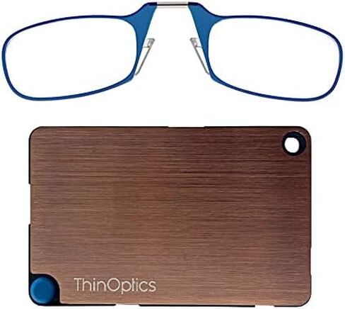 محفظة رفيعة من الفولاذ المقاوم للصدأ مع نظارات للقراءة / نظارات قراءة مستطيلة من ThinOptics، ذهبي وردي، 44.45 مم + 1.5، ذهبي وردي، 44.45 مم, روز جولد, 44.45mm in Kuwait