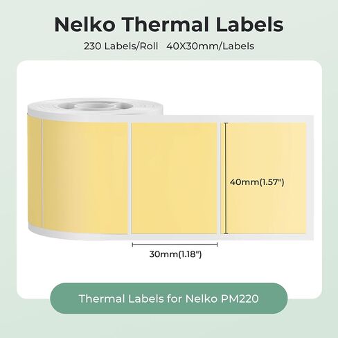 Thermal Labels for Nelko PM220 Label Maker, 1.57'' x 1.18'' (40x30mm) Thermal Sticker Label, Waterproof, Multi-Purpose Label Tape, 1 Roll of 230 Self-Adhesive Thermal Paper (Transparent) in Saudi Arabia