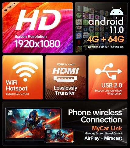 15.6 inch 4K Android Car TV Headrest Monitor for Cars Back seat Rear Entertainment System, Support Wireless Phone Link Touch Screen,with WiFi/Bluetooth/HDMI/USB/Video Player 2G+32G (2PCs) in Saudi Arabia