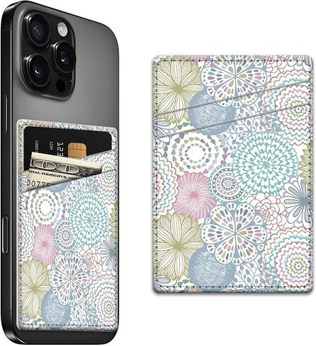 Phone Card Holder Leather, Dual Pocket Phone Wallet Stick On, Adhesive Cute Credit Card Sleeves for Phone Case Compatible with Most Phones Cute Brown Leopard in Kuwait