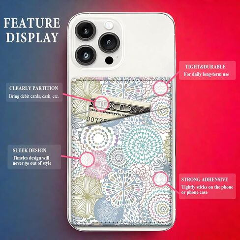 Phone Card Holder Leather, Dual Pocket Phone Wallet Stick On, Adhesive Cute Credit Card Sleeves for Phone Case Compatible with Most Phones Cute Brown Leopard in Kuwait