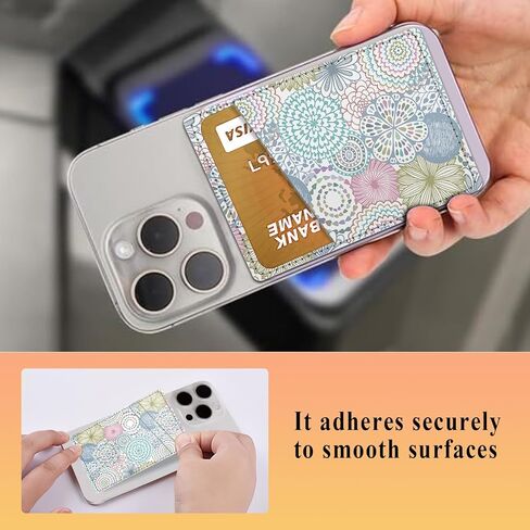 Phone Card Holder Leather, Dual Pocket Phone Wallet Stick On, Adhesive Cute Credit Card Sleeves for Phone Case Compatible with Most Phones Cute Brown Leopard in Kuwait