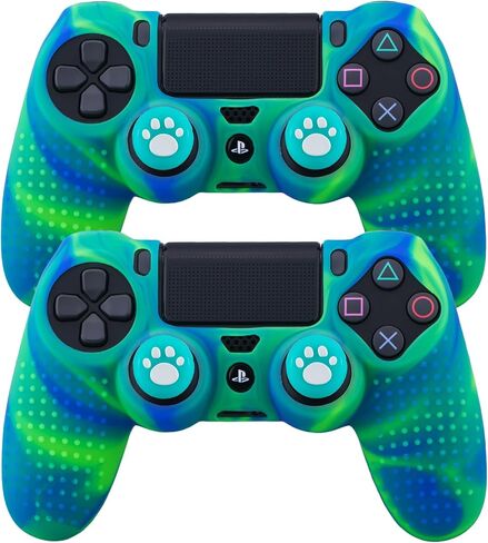 Silicone Skin for PS4 Controller x 2(Apple Green) with Exclusive Thumb Grips x 4 in Saudi Arabia