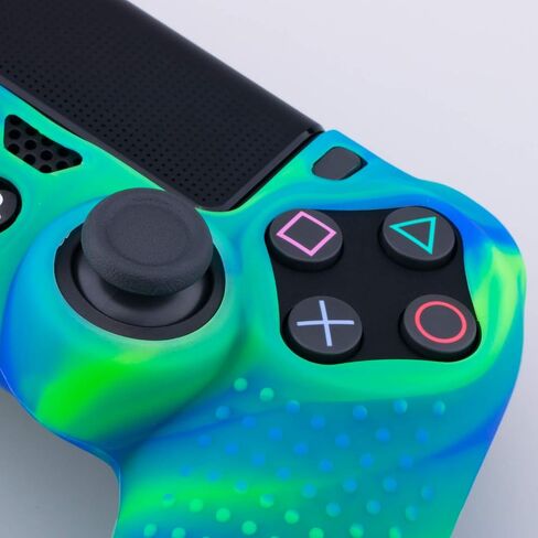 Silicone Skin for PS4 Controller x 2(Apple Green) with Exclusive Thumb Grips x 4 in Saudi Arabia