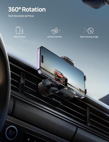 Dashboard Car Phone Mount Holder - [2024 Spring Clip] 3in1 Long Arm Suction Cup Car Cell Phone Holder, Windscreen Air Vent Automobile Cradle for iPhone, All 4-7" Cellphone in Saudi Arabia