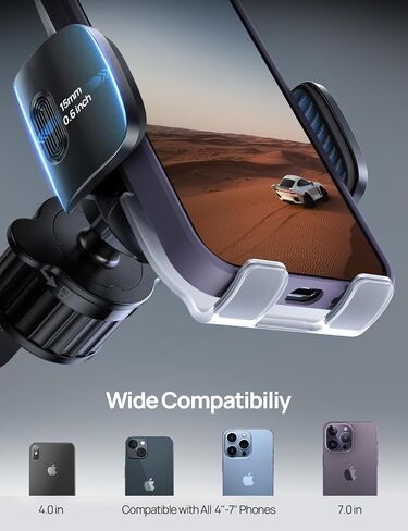 Dashboard Car Phone Mount Holder - [2024 Spring Clip] 3in1 Long Arm Suction Cup Car Cell Phone Holder, Windscreen Air Vent Automobile Cradle for iPhone, All 4-7" Cellphone in Saudi Arabia