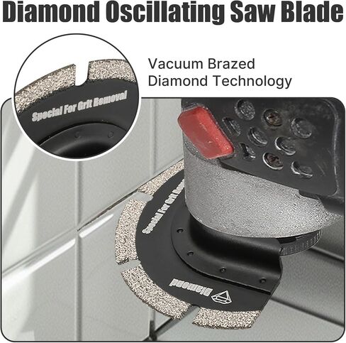 Diamond Oscillating Saw Blades 4PCS, 3-1/2'' Universal Multitool Blades for Grit Grout Removal, Quick Release Multi Tool Kit for Tile, Air Brick, Cement, Concrete, Masonry in Kuwait