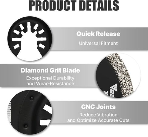 Diamond Oscillating Saw Blades 4PCS, 3-1/2'' Universal Multitool Blades for Grit Grout Removal, Quick Release Multi Tool Kit for Tile, Air Brick, Cement, Concrete, Masonry in Kuwait