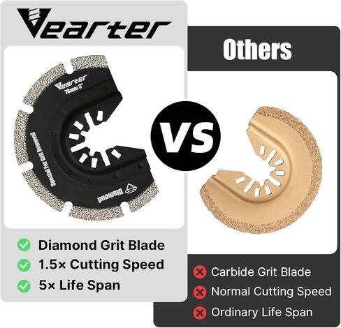 Diamond Oscillating Saw Blades 4PCS, 3-1/2'' Universal Multitool Blades for Grit Grout Removal, Quick Release Multi Tool Kit for Tile, Air Brick, Cement, Concrete, Masonry in Kuwait