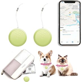 2 Pack Bluetooth Tracker, Tags Tracker Item Finder Compatible with Apple Find My (iOS Only), GPS Track Your Keys,Wallet,Luggage,Backpack,Kids,Pet and Collars, with Replaceable Battery (2 pcs White)