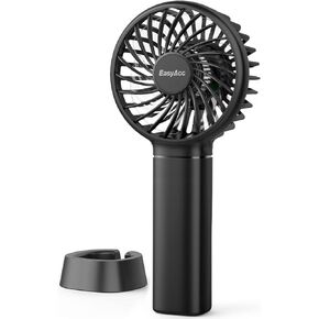 EasyAcc Mini Portable Fan Handheld Fan, 3 Speed USB C Rechargeable Battery Operated Mini Pocket Personal Lash Fan with Lanyard Base Cooling Desk Fan for Kids Girls Women Travel Indoor Outdoor White