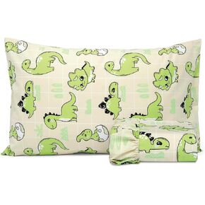 100% Cotton 210TC Kids Bedsheet, Twin Sheets Set for Toddler bed, 3 Piece Bedding Set Including Flat Sheet, Fitted Sheet, and Pillowcase, Themed Sheets for a Playful Kids Bed (Summerland)