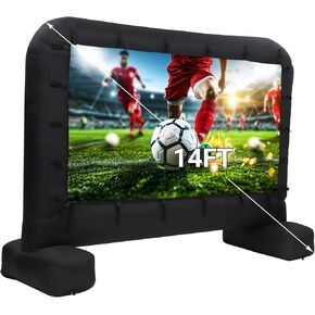 16Ft Inflatable Projector Screen Outdoor Movie Screen Support with Quiet Air Blower and Storage Bag Front and Rear Projection Easy Set Up 160 Degree Large Viewing Angle Perfect for Movie Party Night