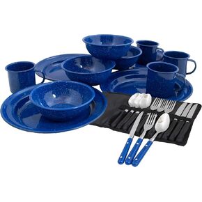 4-Person Enamelware Dining Set for Camping and Backpacking - Camping Gear Essentials for Camping and Backpacking by Caddis Sports