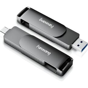 fanxiang Flash Drive 512GB, Fast External SSD Up to 2000MB/s USB 3.2 Gen2×2, Dual USB Drive with USB A + Type C, 2-in-1 USB Memory Stick Thumb Drive for iPhone/Android/Windows/MacPC/Laptops, FF951