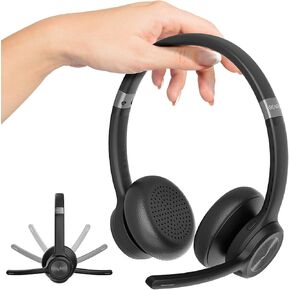 GearIT Wireless Headset with Mic - Stereo 5.4 Bluetooth Headphones with Advanced AI Noise Cancelling Microphone for Work, Home, Computers & Phone Calls - Dual Connect, PC Headset with Mute Button