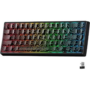 x XVX M67 Wireless 60% Percent Keyboard, QMK/VIA Topographic Gaming Keyboard, Tri-Mode Thocky Creamy Mechanical Keyboard, Hot Swappable Gasket Custom Keyboard RGB IMD Keyboard for Win/Mac(JadeStone)
