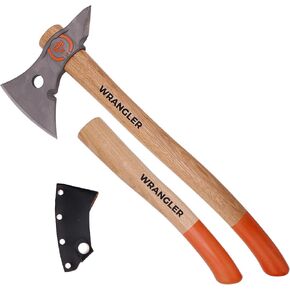 Titanium Camping Axe - 18" Wood Handle - Tomahawk Hammer End - 2-Piece Design - Includes Sheath and 2 Handles