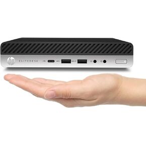 HP EliteDesk 705 G4 Mini PC Desktop with 24 Inch Full HD Monitor, AMD Ryzen 5 Pro 2400GE, 8GB RAM, 256GB SSD, WiFi, Bluetooth, Windows 10 Pro (Renewed)