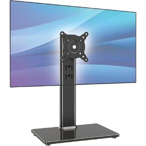 Single Monitor Desk Stand Free-Standing Desk Mount Arm Riser for 13 inch to 32 inch Screen Freestanding VESA Mount Base, Adjustable Height, Tilt, Swivel, Rotation, Black AX05TB01