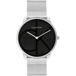 Calvin Klein Unisex Quartz Ionic Plated Black Steel and Mesh Bracelet Watch, Color: Black (Model: 25200028)
