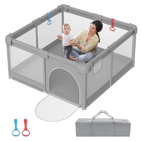 Foldable Baby Playpen - Indoor & Outdoor Playpen for Babies and Toddlers - Pop up Baby Beach Tent with Canopy & Travel Bag, Portable Baby Play Yard