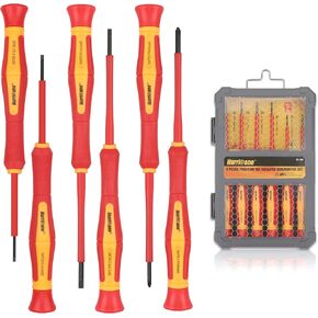 HURRICANE Precision Insulated Screwdriver Set, 6 Piece 1000V Presicion VDE Screwdriver Set, Electrician Screwdriver Set with Magnetic Tips. Slotted(1.8mm,2.0mm2.5mm,3.0mm), Phillips(PH00, PH0)