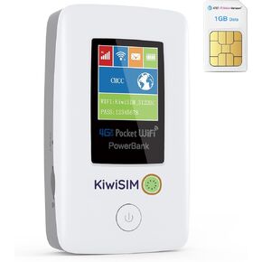 4G LTE WiFi Mobile Hotspot - Pocket WiFi with 5GB Data SIM Card, International Hotspot Router & Power Bank, No Contract or SIM Card Required,10 Connected Devices, Ideal for Travel in The US & Europe