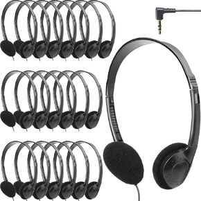 Flutesan 20 Pack Headphones Bulk for Classroom School Students Libraries Wired On Ear Headphones Over The Head Earphones for Class Children Teen Boys Girls Adults (Purple)