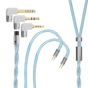 ARTTI Spark Earphone Upgrade Cable 2 Cores 244 Strands Silver-Plated Copper 7N OCC HiFi IEM Cable 2.5/3.5/4.4mm 3in1 Plug 2pin/MMCX/QDC Cable (Silver, 2PIN Straight Plug)