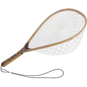Riverruns Fly Fishing Net Landing Net Wooden Net Soft Rubber Mesh Trout Net Freshwater Saltwater Fishing Net with Safety Cord Net Gifts for Father Men