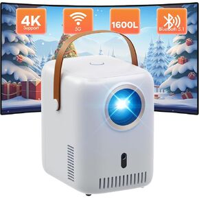 Battery Powered Projector, [Built-in Battery] Projector with Wifi and Bluetooth, Native 1080P Portable Outdoor Projector with Electric-Focus, Smart Movie Projector for Inside and Outside