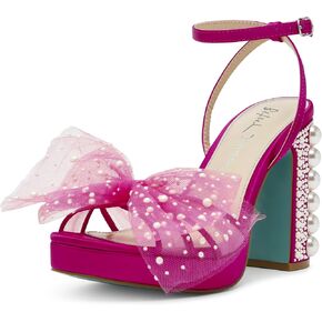 Betsey Johnson Women's Lulu Heeled Sandal, Fuchsia, 9.5