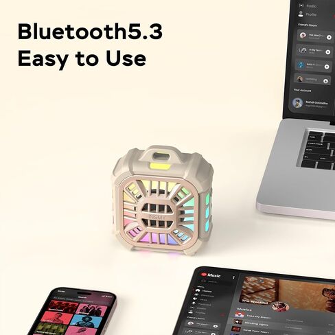 مكبر صوت Bluetooth insmy ، IP67 رابط لاسلكي صغير مقاوم للماء أكثر من 100+ مكبرات صوت ، باس كبير مزدهر ، أضواء وقت اللعب على مدار 24 ساعة/قابلة للطفرة/RGB للأضواء الخارجية/الكاياك/الشاطئ/الجولف (أسود) in Kuwait
