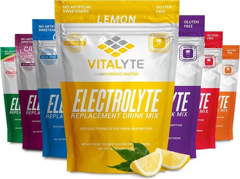 Vitalyte Electrolyte Powder Drink Mix, Isotonic Electrolyte Hydration Mix, Gluten Free Post Workout Powder Mix, Pack of 1, 35 oz., Lemon Flavor in Saudi Arabia