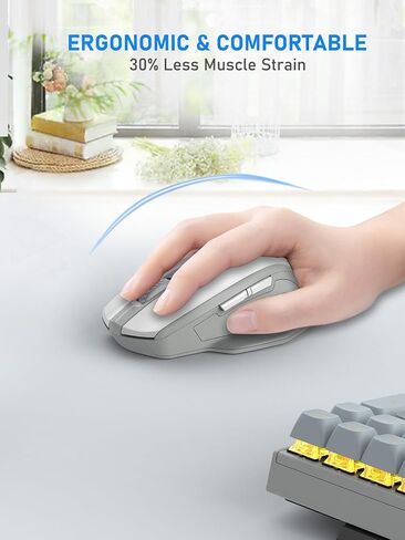 E-YOOSO Bluetooth Mouse, 4000 DPI Dual Mode (BT5.0, 2.4G) Wireless Mouse, Large Ergonomic Optical Computer Mouse, 6 Buttons Big Mice for Laptop, Mac, PC, Chromebook, iPad, Tablet in Saudi Arabia