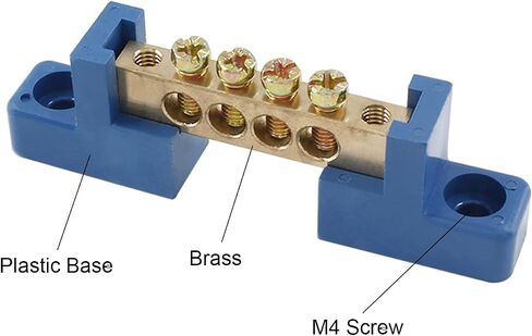 5pcs Terminal Bus Bar, 6 Position Brass Wire Terminal Block for Car Boat Marine, Bridge Design 6 * 9 Type Ground Distribution Block,Blue in Saudi Arabia