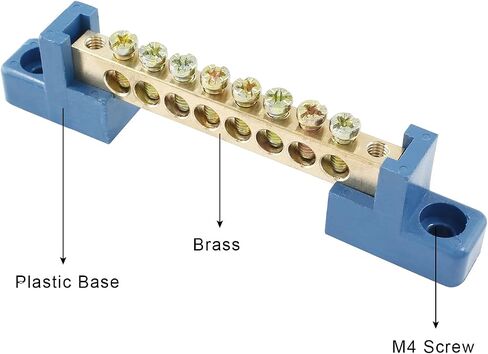 5pcs Terminal Bus Bar, 6 Position Brass Wire Terminal Block for Car Boat Marine, Bridge Design 6 * 9 Type Ground Distribution Block,Blue in Saudi Arabia