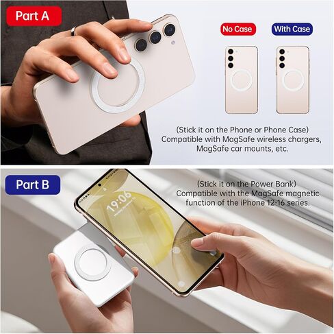 PZOZ A/B Dual-Sided (1 Set) Magnetic Ring Sticker for MagSafe iPhone 16 Holder Phone Case Suction Cup Wireless Charger Car Mount Bathroom Kitchen, for iPhone 15 14 13 12 Pro Max, Samsung (Black) in Saudi Arabia
