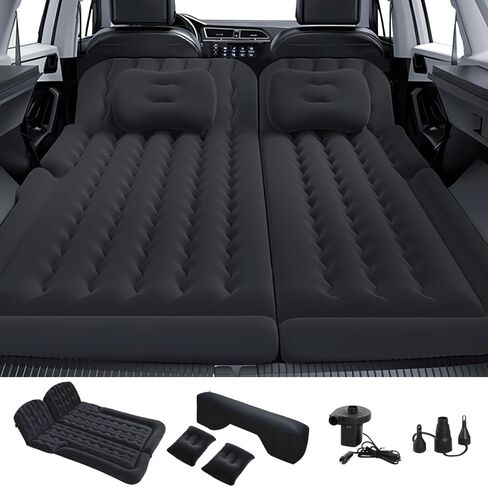 Car Air Mattress SUV Air Mattress, SUV Mattress Camping Bed with Travel Pillow Air, Foot Pier, Air Pump, Inflatable Mattress for Car Grey in Saudi Arabia