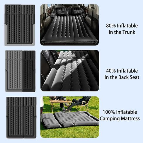 Car Air Mattress SUV Air Mattress, SUV Mattress Camping Bed with Travel Pillow Air, Foot Pier, Air Pump, Inflatable Mattress for Car Grey in Saudi Arabia