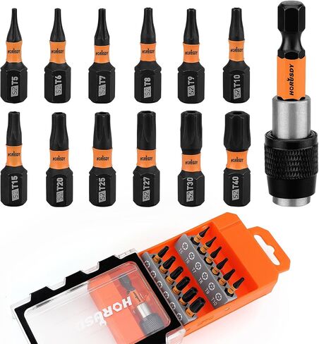 HORUSDY Impact Torx Bit Set, 36-Piece Tamper-Proof Star Bit Set (T5-T40) for Impact Driver, Tamper-Resistant Fastener Star Drive Bit, S2 Steel, 1" & 2.3" Long, with Storage Box in Saudi Arabia