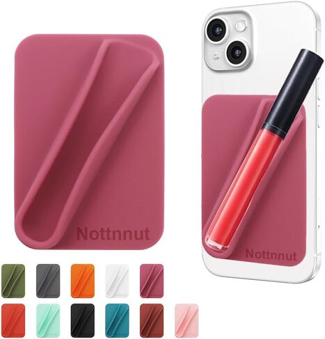 Lip Gloss Holder Phone Case Lipstick Lip Glaze Phone Case Self-Adhesive Silicone Cell Phone Case with Lip Gloss Holder for iPhone and Android Phones, Rectangular Pink in Saudi Arabia