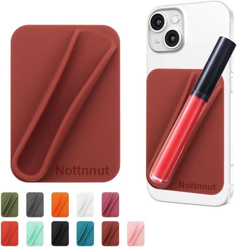Lip Gloss Holder Phone Case Lipstick Lip Glaze Phone Case Self-Adhesive Silicone Cell Phone Case with Lip Gloss Holder for iPhone and Android Phones, Rectangular Pink in Saudi Arabia