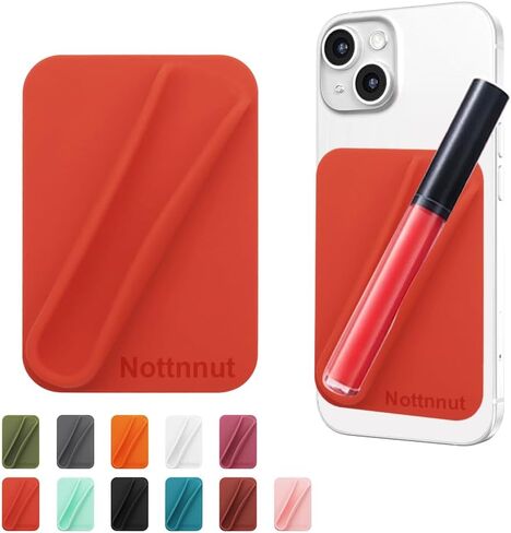 Lip Gloss Holder Phone Case Lipstick Lip Glaze Phone Case Self-Adhesive Silicone Cell Phone Case with Lip Gloss Holder for iPhone and Android Phones, Rectangular Pink in Saudi Arabia