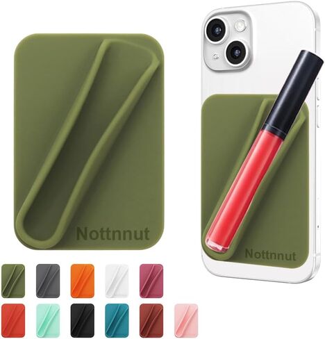 Lip Gloss Holder Phone Case Lipstick Lip Glaze Phone Case Self-Adhesive Silicone Cell Phone Case with Lip Gloss Holder for iPhone and Android Phones, Rectangular Pink in Saudi Arabia