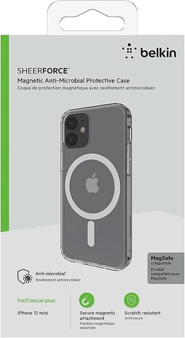 Belkin SHEERFORCE™ MagSafe Compatible Phone Case for iPhone 14 Plus with Treated Coating, Built-in Magnets, and Raised Edge Bumper for Screen & Camera Protection - Clear in Saudi Arabia