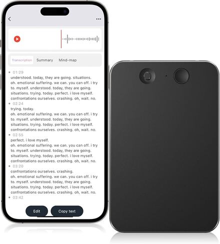 AI Voice Recorder,64GB Note Voice Recorder with Transcribe,Mind Mapping & AI Summary,Digital Voice Recorder with App,Audio Recorder for Lectures,Phone Calls,Meetings,Interviews Etc,Grey in Saudi Arabia